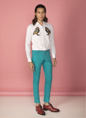 Áo sơ mi thêu hoạ tiết chim