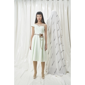 Đầm xoè xanh đính cườm 