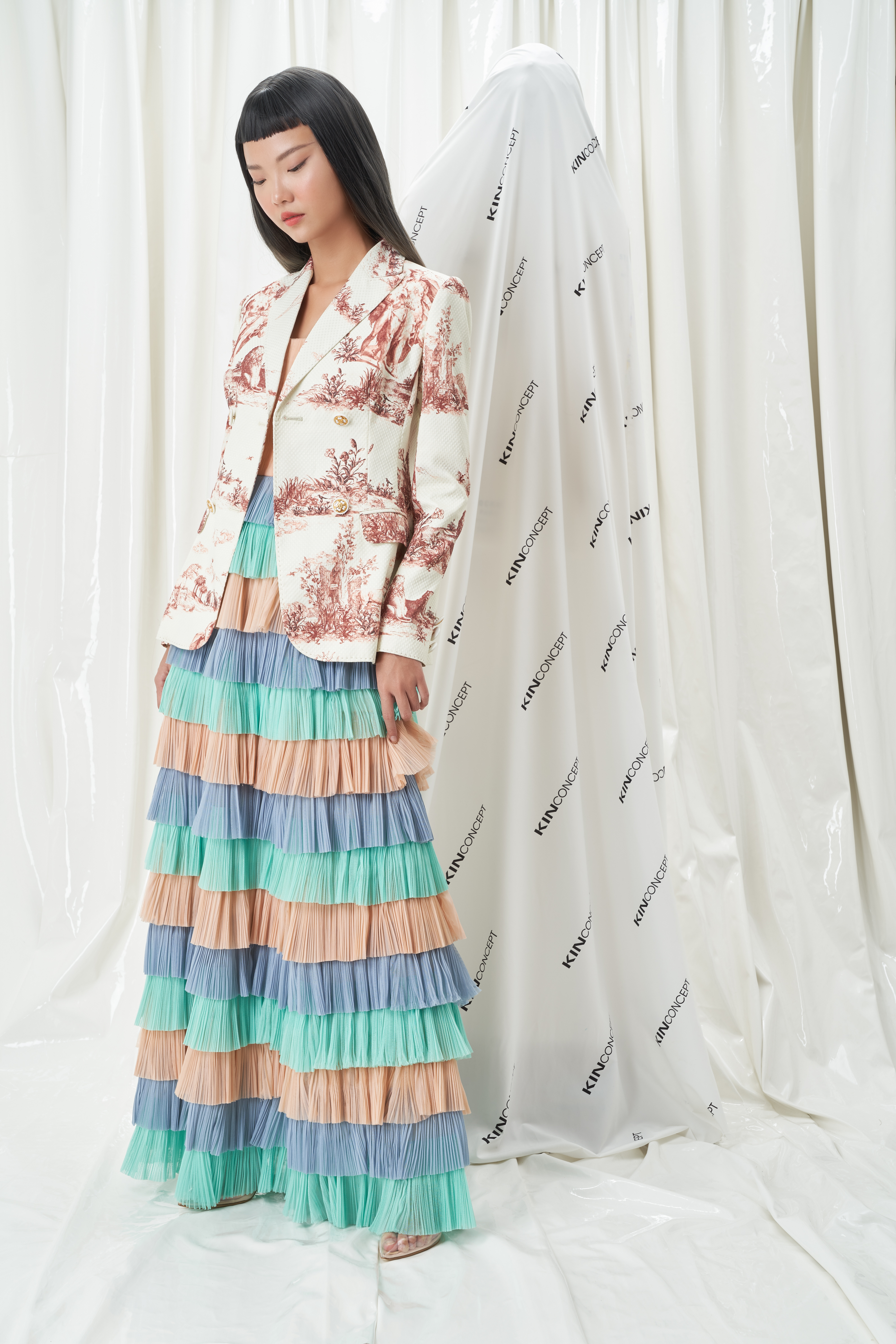 Đầm maxi xếp li